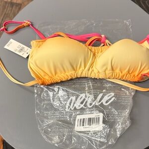Aerie Yellow and Pink Bikini Top